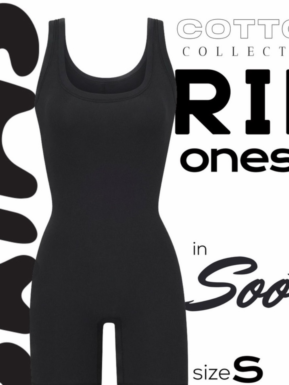SKIMS Cotton Rib Onesie in Soot size S